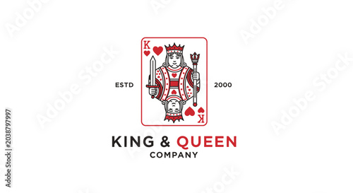 Photos King of Hearts playing card logo design for business branding