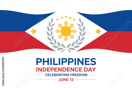 Philippines Independence Day celebration with flag and text on white background