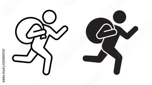 Canvastavla Figures Running with Objects in Minimalist Scene