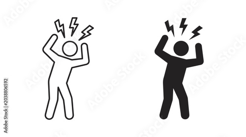 Cuadro en lienzo Frustrated Stick Figures with Lightning Bolts