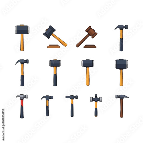 Various types of hammers.