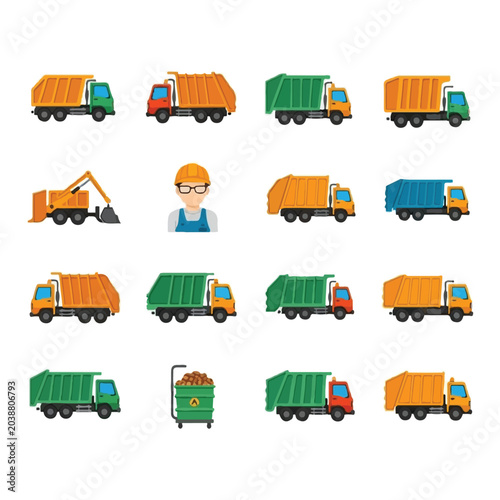 Waste Management Worker with Trucks.