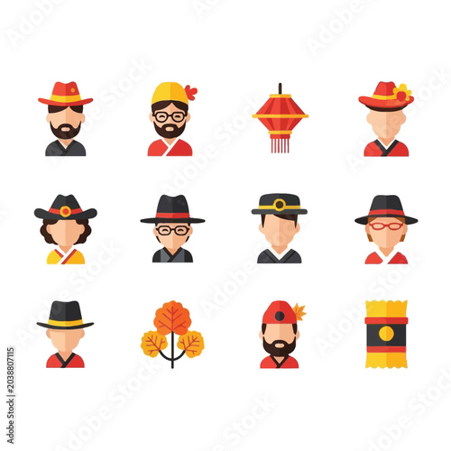 Korean people in traditional hats.