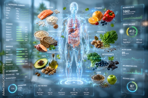 Healthcare technology concept combining nutrition science with personalized health analytics.