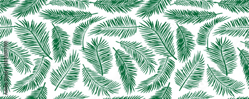 Fotografie Vector seamless tropical pattern, bright tropical foliage, monstera leaves