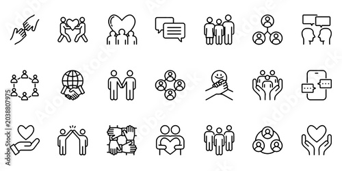 Foto A set of Line icons related to communities.
