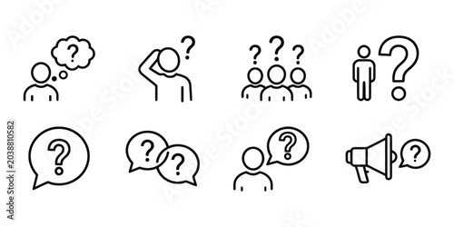 Cuadro en lienzo Question mark icon set people speech bubbles and problem solving