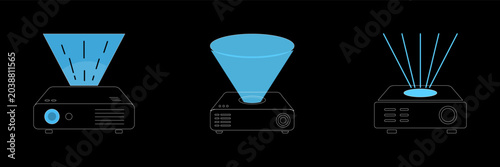Photos Projector display concepts vector illustration set