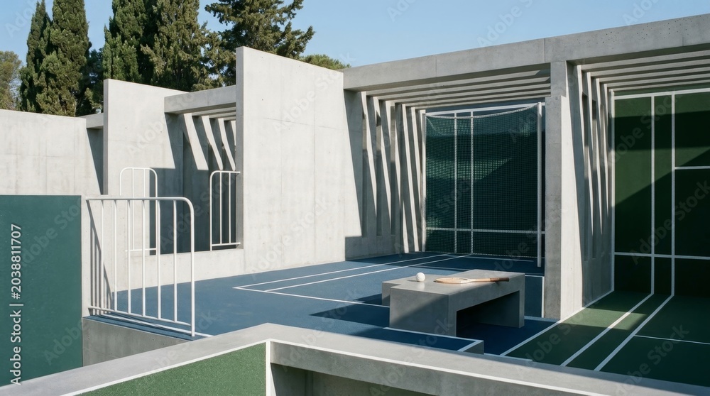 Fototapeta premium Modern Architectural Design of Outdoor Sports Court with Minimalism