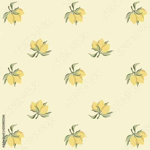 Seamless Lemon Pattern on Soft Yellow Background