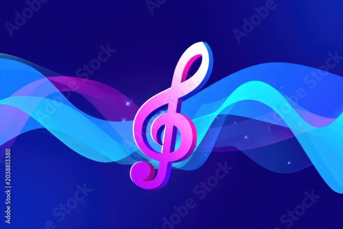 G Clef Music Symbol with Flowing Waves
