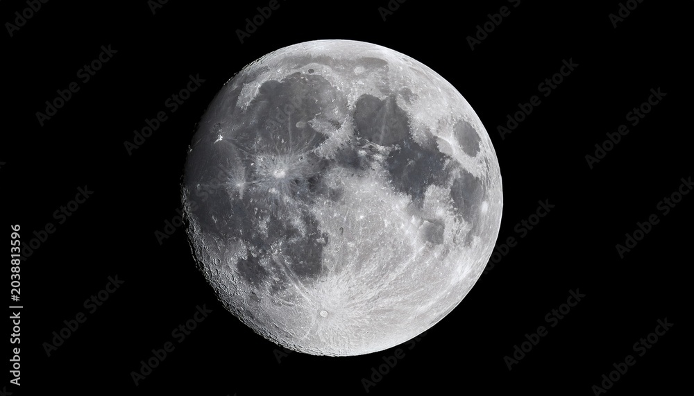 Obraz premium High Resolution Full Moon With Lifelike Crater Ridges And Hyper Real Lunar Texture Isolated On A Transparent Background