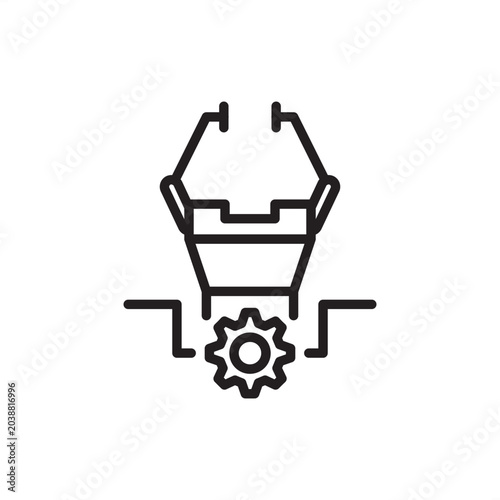 Foto Collaborative robot gripper icon symbolizing adaptive clamping, representing hardware, factory tools, robotics gear, safety systems, and logistics for safe end effector manipulation and part handling