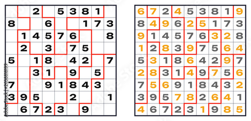Photos Sudoku-jigsaw puzzles for kids with colorful grids and numbers