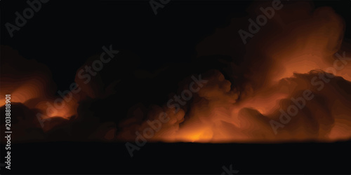 Valokuva Fiery orange smoke swirls rising against dark background with background abstrac