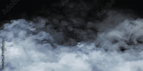 Canvas-taulu Abstract blue tinted smoke clouds rising on black background with background abs