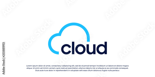 Cloud wordmark logo design template