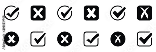 Schilderij op canvas Check tick mark icon set