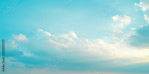 Konstfotografi Clear blue sky with soft white cumulus clouds on a sunny day blue toned atmosphe
