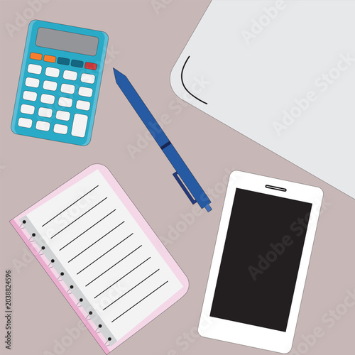 Minimal workspace supplies illustration collection