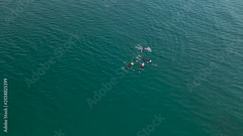 Aerial Video of synchronized swim drill for triathletes