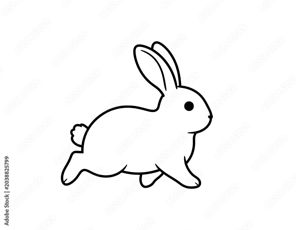Fototapeta premium Rabbit Outline Silhouette Isolated Vector Illustration