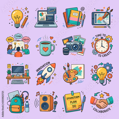 Creative and Colorful Illustration Collection of Design Elements and Icons.