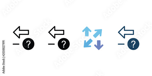Photos Decision direction icon design vector with multiple arrows pointing different wa