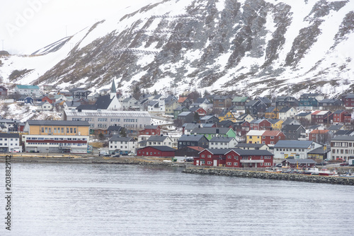 Part of fishing village Kjøllefjord seen from the coastal route