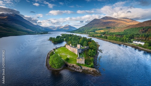 aerial view of fort william with river lochy ben nevis and lochaber in the west highlands of scotland