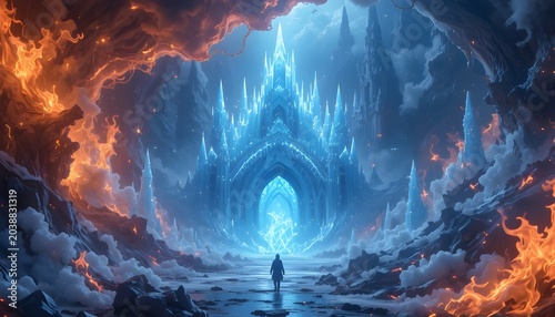 Fire and ice fantasy background