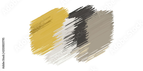 Abstract brush strokes in yellow white black and gray.