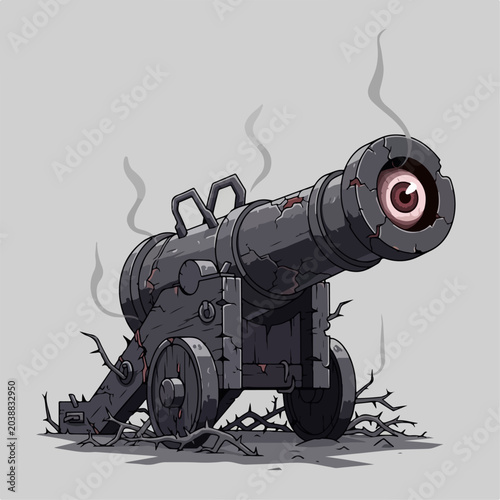 Foto Very scary cartoon cannon vector