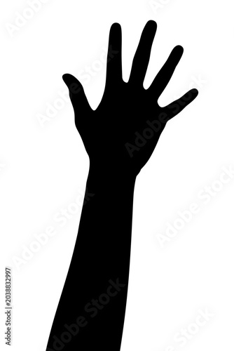 Open Hand Silhouette Isolated on White Background