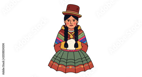 Foto Peruvian Girl in Traditional Attire Holding Candle
