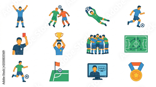 Tableau sur toile Soccer Football Game Icons Collection.