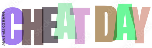 Quadro em tela Colorful 3d text cheat day on white background