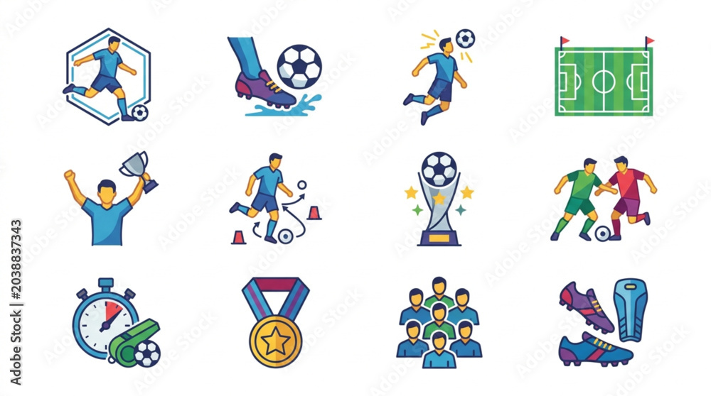 Fototapeta premium Soccer Football Icons Set Collection.