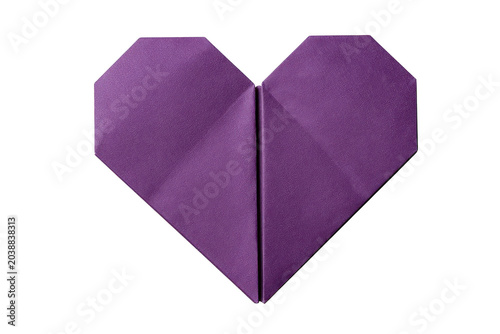 Purple Origami Heart Isolated on Transparent Background