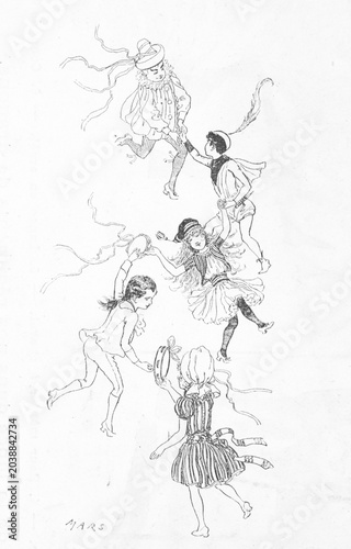 Εκτύπωση καμβά Detailed engraving, old vintage anthropomorphism illustration from 1889