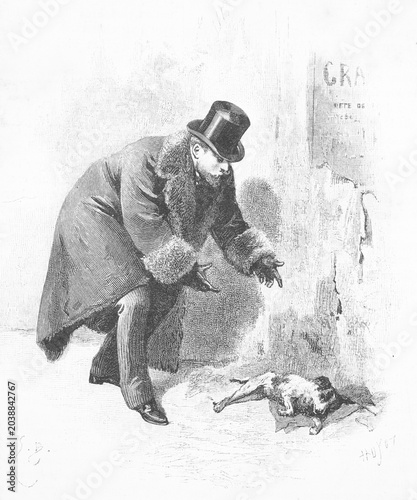 Φωτογραφία Detailed engraving, old vintage anthropomorphism illustration from 1889