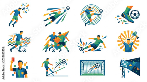 Tableau sur toile Soccer Football Players Action Dynamic Sport Illustrations.