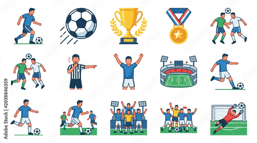 Fototapeta premium Soccer Football Sport Icons and Illustrations Collection.