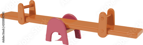 Photos Children playground wooden seesaw vector illustration, outdoor backyard park tee