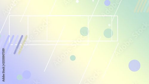 Bild auf Leinwand Layered outline rectangles and soft pastel circles drift across a bright yellow-green gradient, suggesting calm tech progress and providing generous copy space