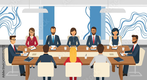 Business people in meeting room.