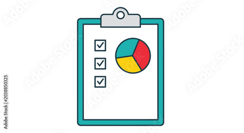 Clipboard with Pie Chart.