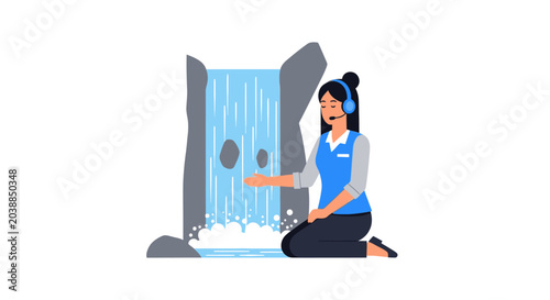 Woman cleaning with sponge.