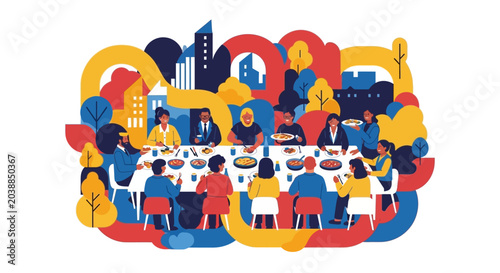 People Sitting at Tables.