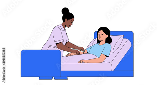 Nurse taking care of patient.
